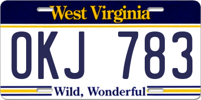WV license plate OKJ783