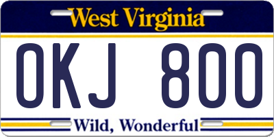 WV license plate OKJ800