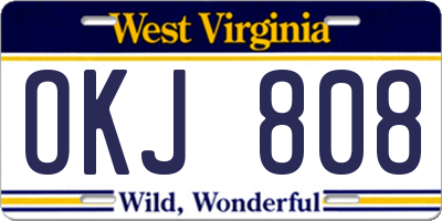 WV license plate OKJ808