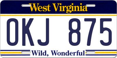 WV license plate OKJ875