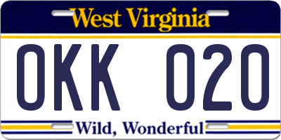 WV license plate OKK020