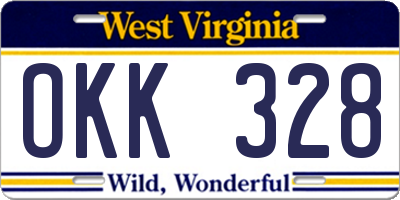 WV license plate OKK328