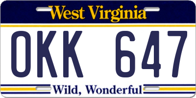 WV license plate OKK647