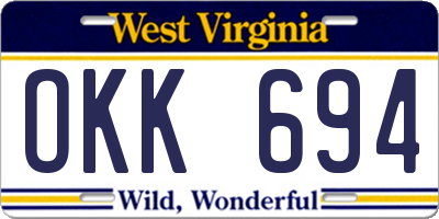 WV license plate OKK694