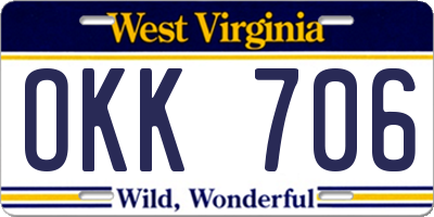 WV license plate OKK706