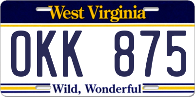 WV license plate OKK875