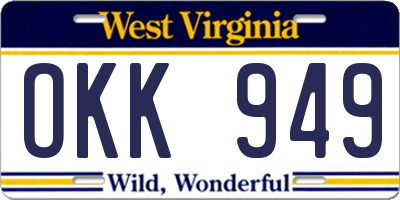 WV license plate OKK949