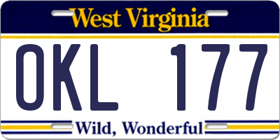 WV license plate OKL177