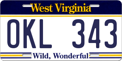 WV license plate OKL343