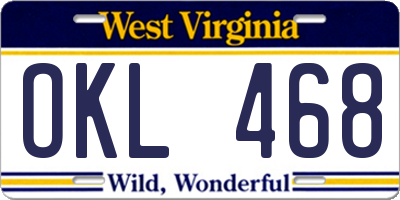 WV license plate OKL468