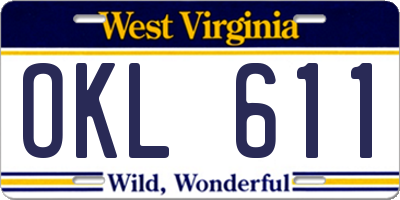 WV license plate OKL611