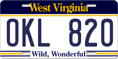 WV license plate OKL820