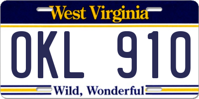 WV license plate OKL910