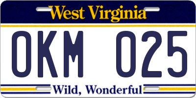 WV license plate OKM025