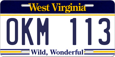 WV license plate OKM113