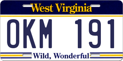 WV license plate OKM191