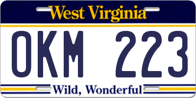 WV license plate OKM223