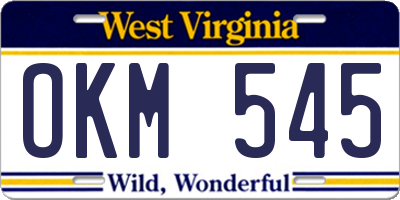 WV license plate OKM545