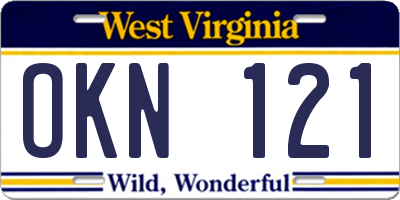 WV license plate OKN121
