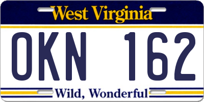 WV license plate OKN162