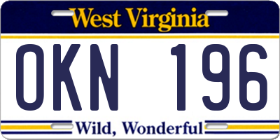 WV license plate OKN196