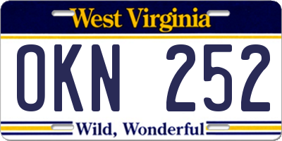 WV license plate OKN252