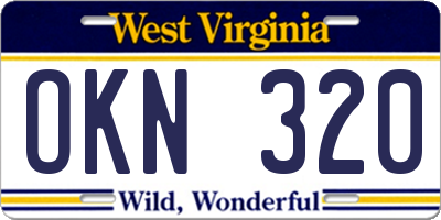 WV license plate OKN320