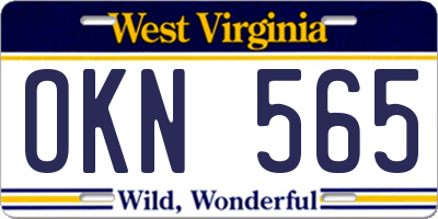 WV license plate OKN565