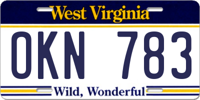 WV license plate OKN783