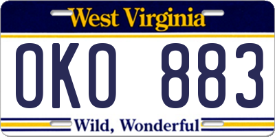 WV license plate OKO883