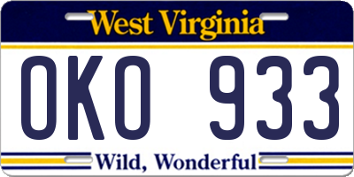 WV license plate OKO933