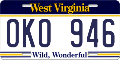WV license plate OKO946