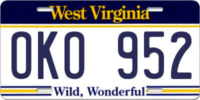 WV license plate OKO952