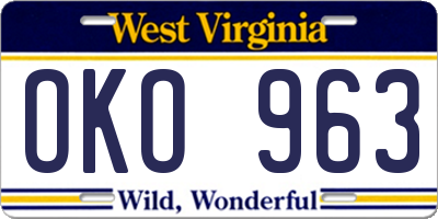 WV license plate OKO963