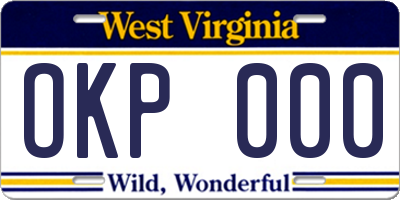 WV license plate OKP000