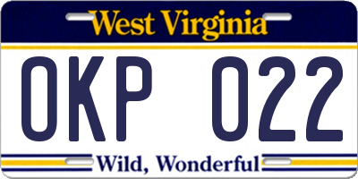 WV license plate OKP022