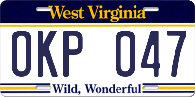 WV license plate OKP047