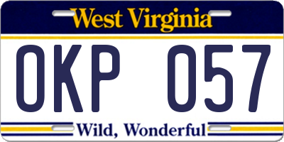 WV license plate OKP057