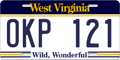 WV license plate OKP121