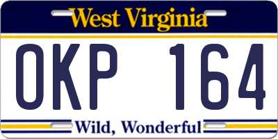 WV license plate OKP164