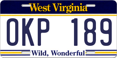 WV license plate OKP189