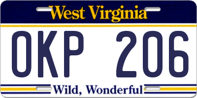 WV license plate OKP206