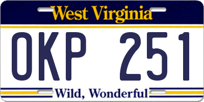 WV license plate OKP251