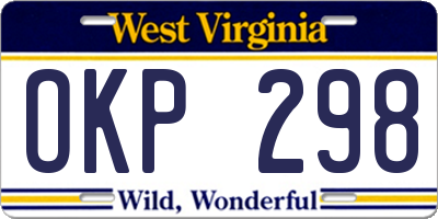 WV license plate OKP298
