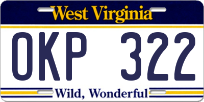 WV license plate OKP322