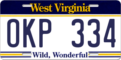WV license plate OKP334