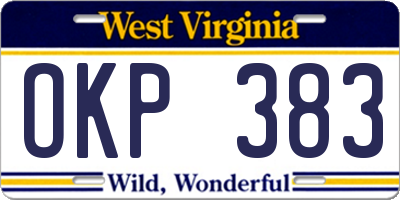 WV license plate OKP383
