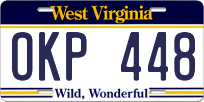 WV license plate OKP448