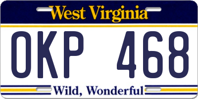 WV license plate OKP468