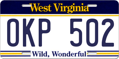 WV license plate OKP502